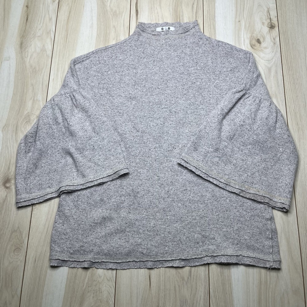 Three Dots Wool Silk Blend Knit Top Women's Size Small Flowy Half Sleeve Oatmeal
